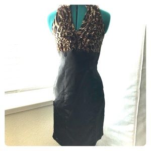 Sexy Cheetah Print Bombshell Black Dress